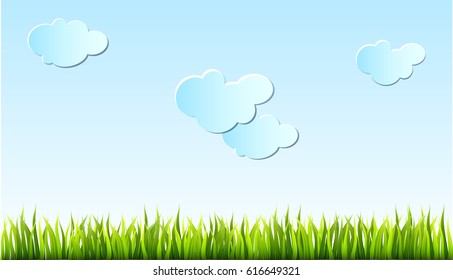 Background fresh green grass with blue sky