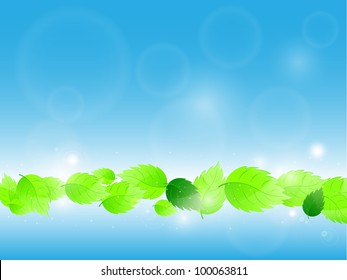 Background with fresh green leaves. Vector illustration.