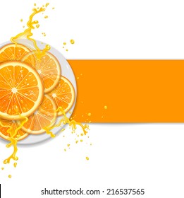background with fresh orange on a plate
