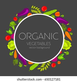 Background with fresh, organic and  healthy vegetables, vector