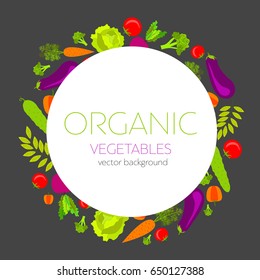 Background with fresh, organic and  healthy vegetables, vector