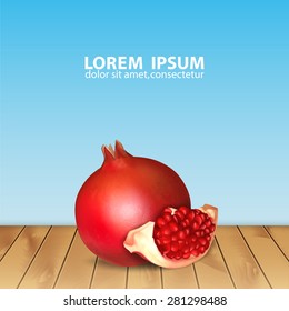 Background with fresh pomegranate. High quality vector. EPS10 vector
