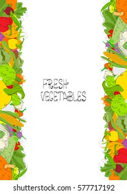 Background fresh vegetables with line art elements. Great for design of healthy lifestyle and different advertising projects. Vector illustration