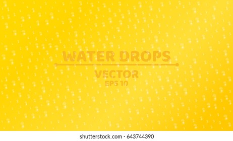 Background of fresh water drop. Ecological background. Clear glass. Realistic vector illustration. Orange background. ESP 10