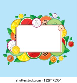 Background fruit with a blue background, four colors