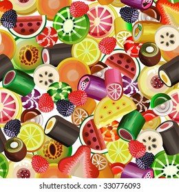 Background with fruit caramels