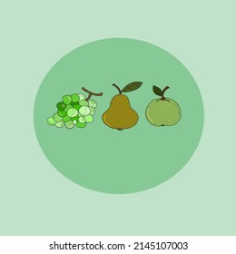 background fruit grapes apple pear greeting card green