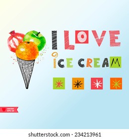 background with fruit ice cream