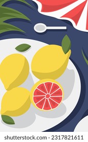 Ilustración de limón de frutas de fondo en verano