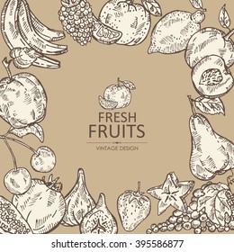 Background with fruits . hand drawn