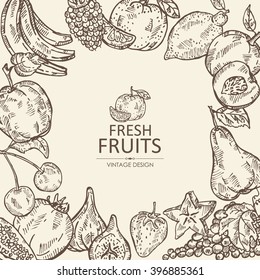 Background with fruits . hand drawn