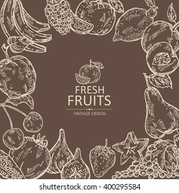 Background with fruits . hand drawn
