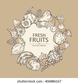 Background with fruits . hand drawn