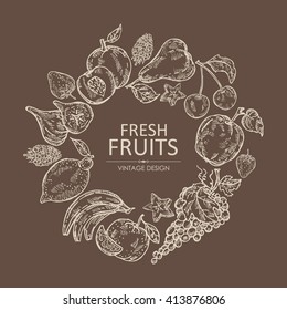 Background with fruits . hand drawn
