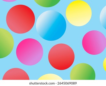 The background is full of bright colorful circles in various sizes and color gradients, creating a dynamic abstract pattern.