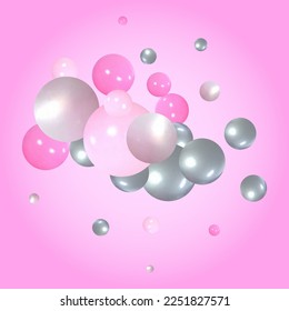 Background full of multi-colored 3D glass balls, abstract shiny and glossy vector background.