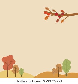 A background full of persimmon trees and autumn scenery