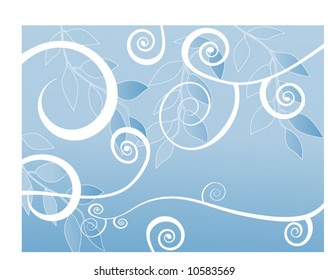 background funky coils and leaves behind
