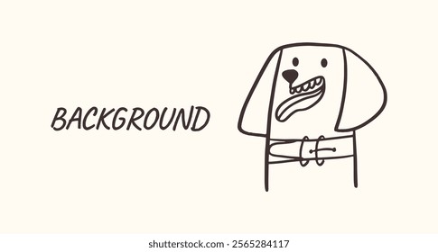 Background with funny dog in doodle style. 