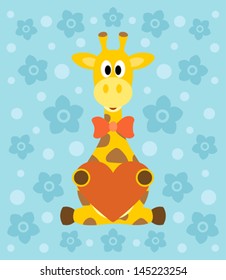  Background with funny giraffe cartoon
