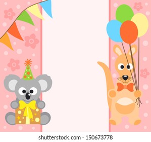  Background  with funny koala and kangaroo