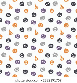 Background with funny pumpkin lanterns. Halloween seamless pattern. Vector