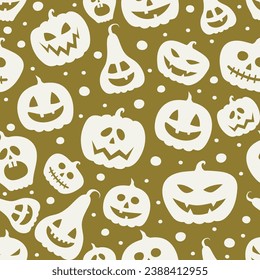 Background with funny pumpkin lanterns. Halloween seamless pattern. Vector