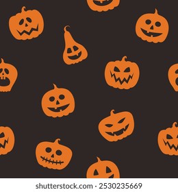 Background with funny pumpkin lanterns. Halloween seamless pattern. Vector