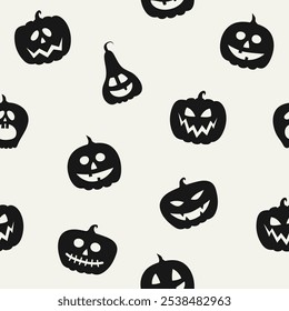 Background with funny pumpkin lanterns. Halloween seamless pattern. Vector