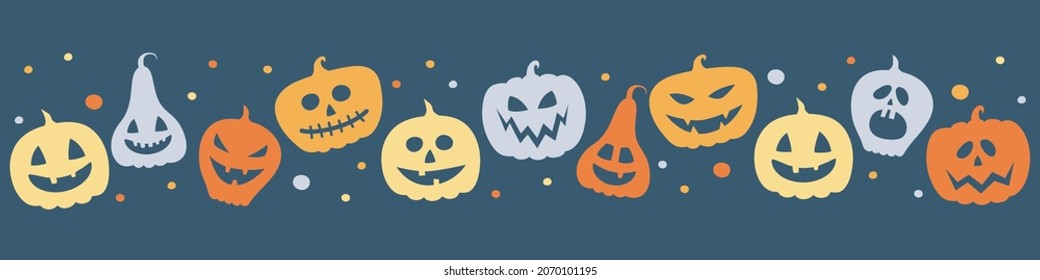 Background with funny pumpkins. Halloween banner design. Vector