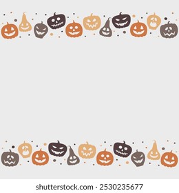 Background with funny pumpkins. Halloween design. Vector