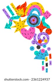 Background with funny shapes. Cartoon cute trendy creative image.