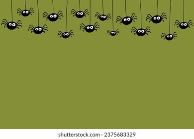 Background with funny spiders. Halloween design. Vector