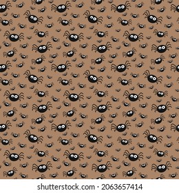 Background with funny spiders. Halloween seamless pattern. Vector