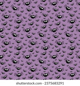 Background with funny spiders. Halloween seamless pattern. Vector