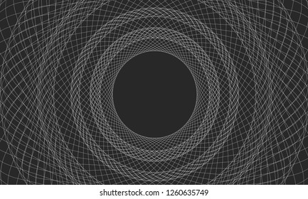 Background future with spirography lines, black and white banner, template for voucher, diploma, flyer. ESP10 vector illustration