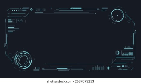 Background Futuristic HUD Frame: Abstract Technology Interface with Geometric Shapes and Data Visualization Elements - Sci-Fi UI Design
