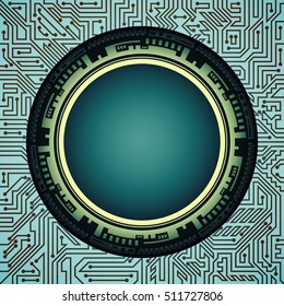 Background of futuristic technology in teal, brown and green shades