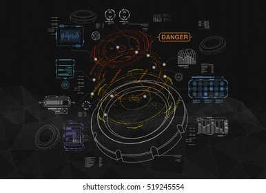 Background With Futuristic User Interface. Design Concept With HUD Elements.
