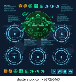 Background with futuristic user interface design concept with hud elements