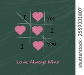 Background game tic tac toe love with hearts and text i love you	