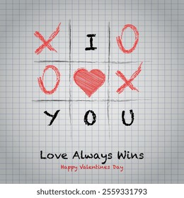 Background game tic tac toe love with hearts and text i love you	