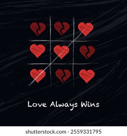 Background game tic tac toe love with hearts and text i love you	