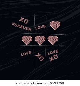 Background game tic tac toe love with hearts and text i love you	