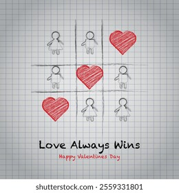 Background game tic tac toe love with hearts and text i love you	