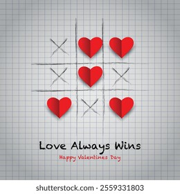 Background game tic tac toe love with hearts and text i love you	