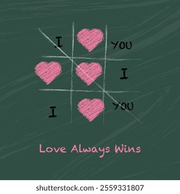 Background game tic tac toe love with hearts and text i love you	