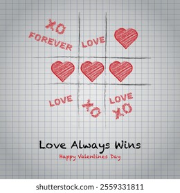 Background game tic tac toe love with hearts and text i love you	