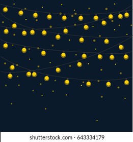 Background with garlands, Christmas lights.  Vector illustration.