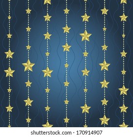 background with garlands of stars on a blue background. Can be used as a background picture, pattern fill, surface texture